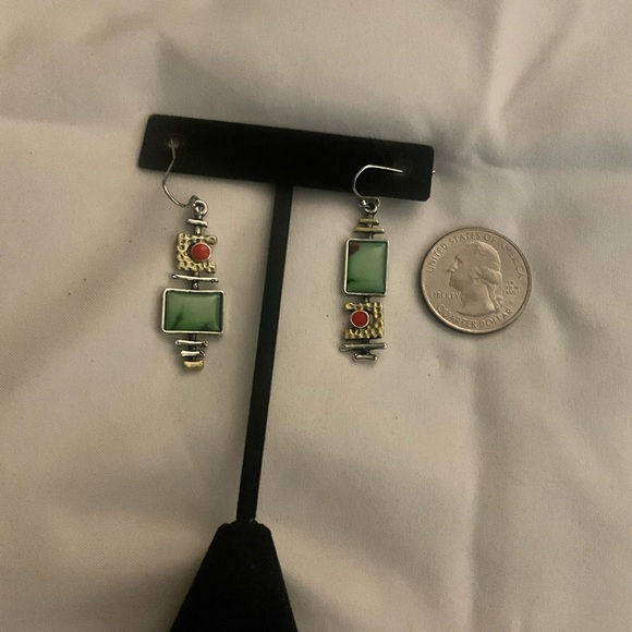 Multicolored Silvertone Earrings - Picture 3 of 3